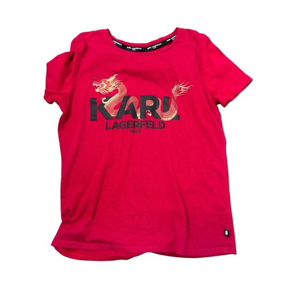 Karl Lagerfeld Paris Red Dragon Graphic Tee | Size Small - Picture 1 of 4
